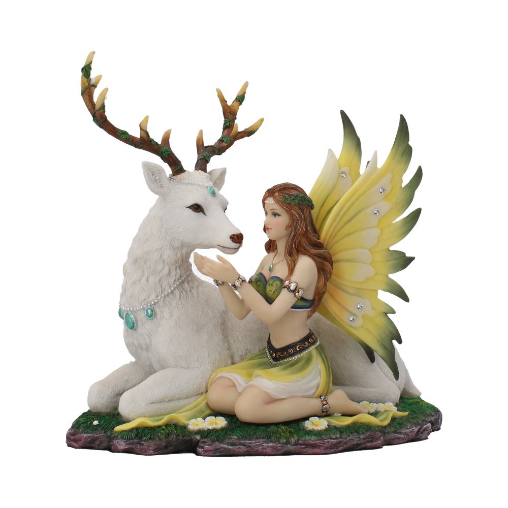 Enchanting fairy and stag figurine