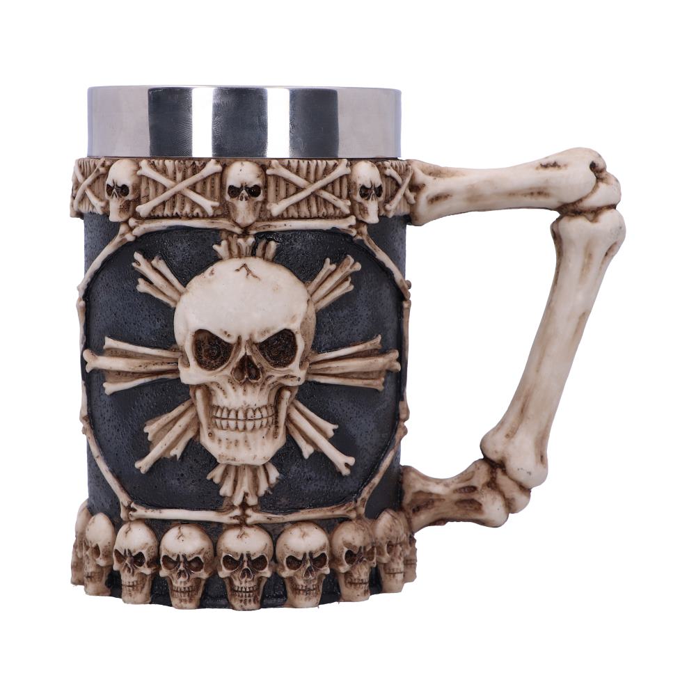 Decorated with skulls and various bones.