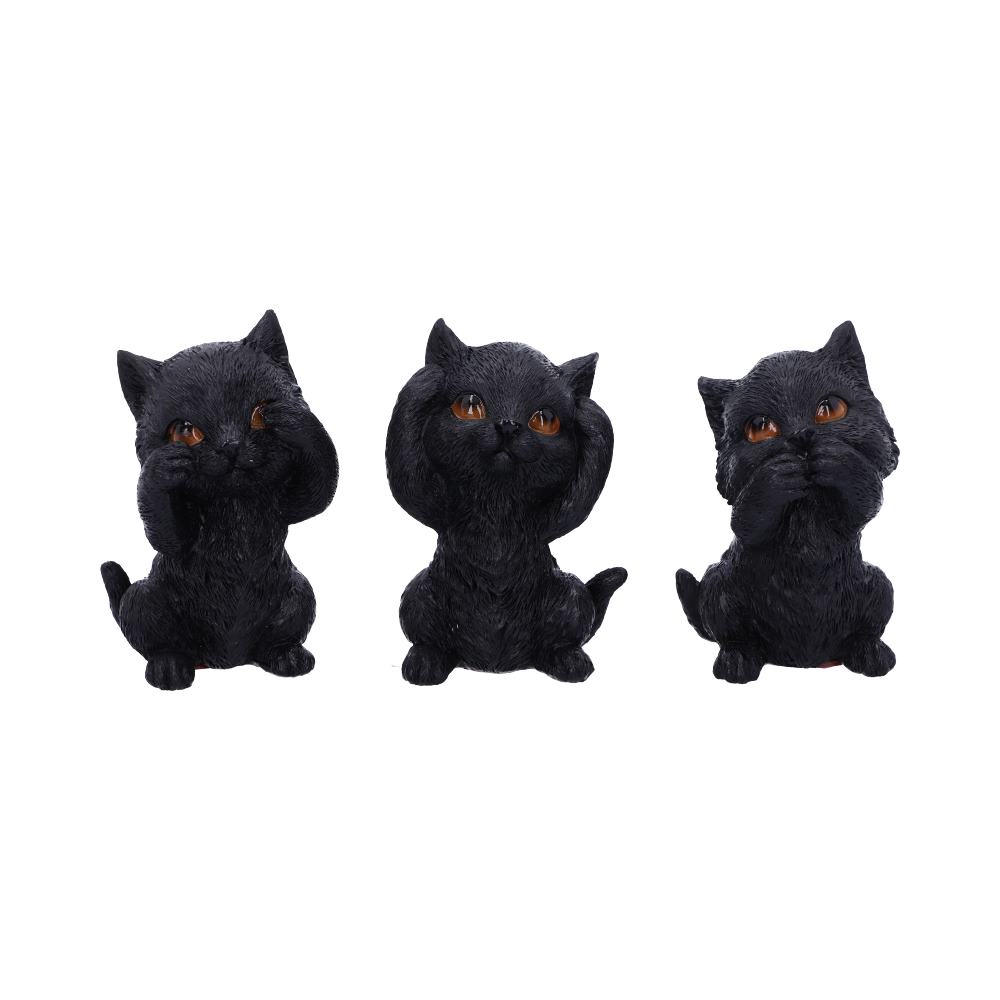 See No Hear No Speak No Evil Familiar Black Cats Figurine.