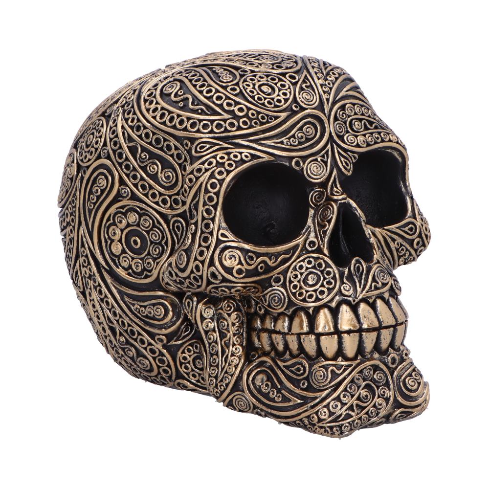 Black and Gold Paisley Skull Head