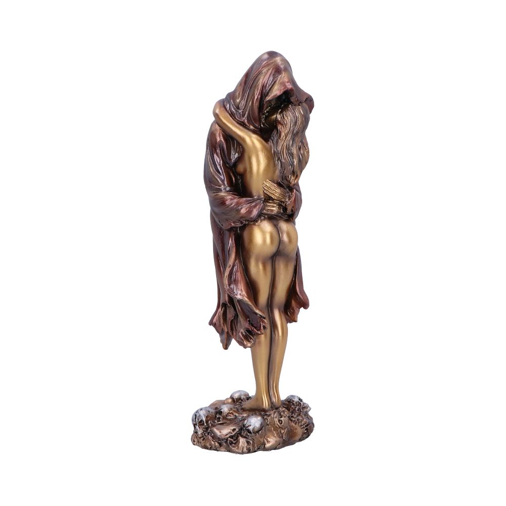 Metallic reaper hugging woman ornament