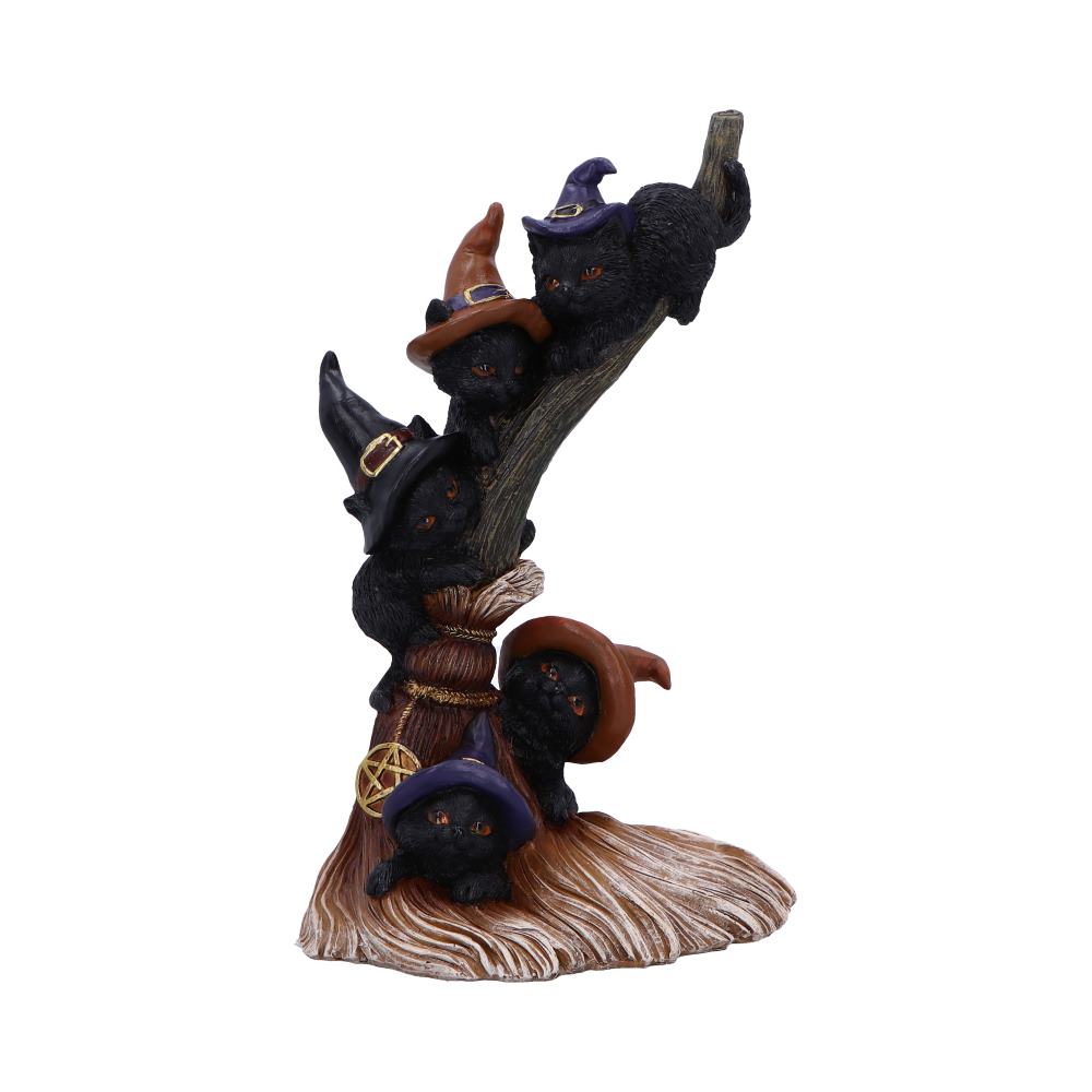 Black cats and witches broomstick ornament
