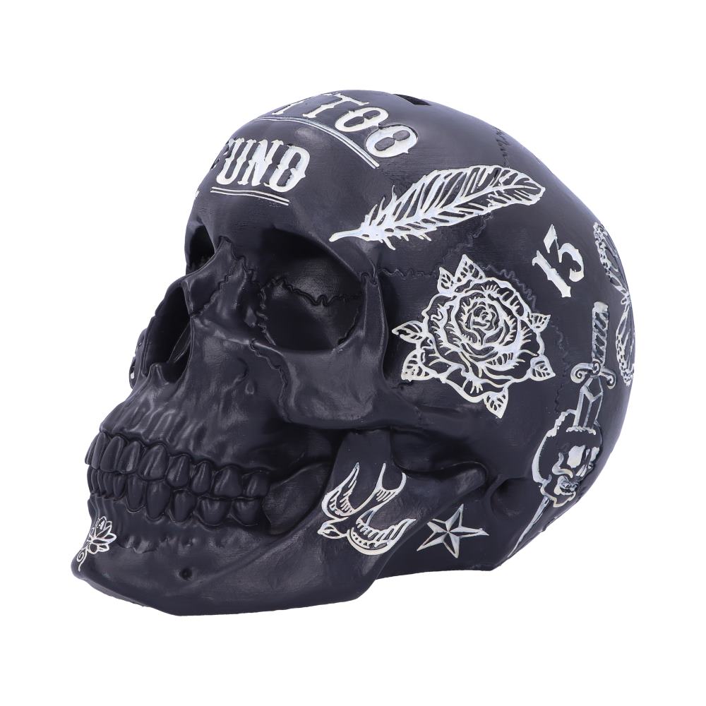 Beautifully Gothic Black and White Tattoo Fund Skull.