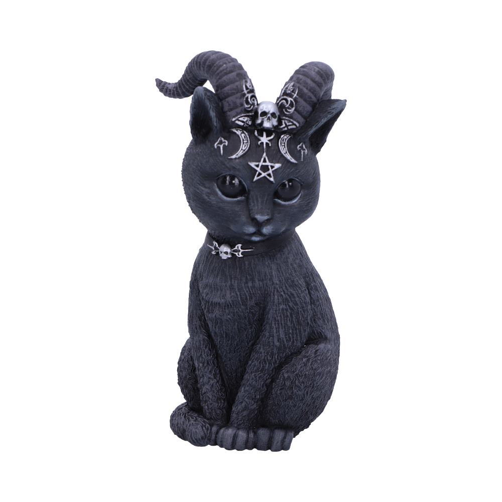 Scarily adorable horned cat figurine.
