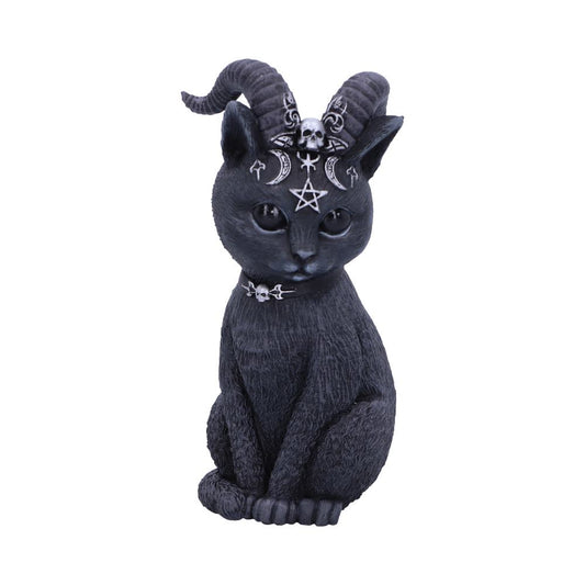 Scarily adorable horned cat figurine.