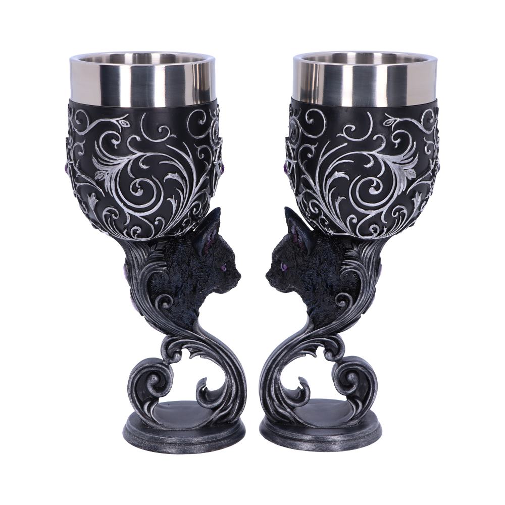 Black cat familiar goblets.