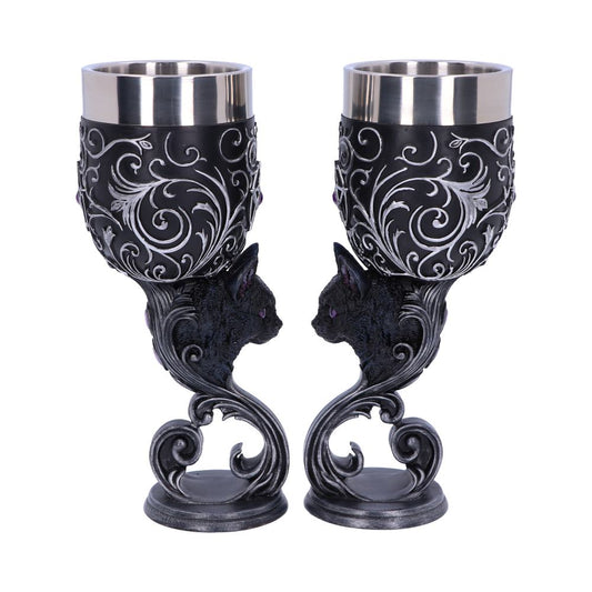 Black cat familiar goblets.
