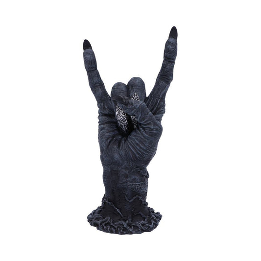 This aged Baphomet hand is emblazoned with eerie motifs.