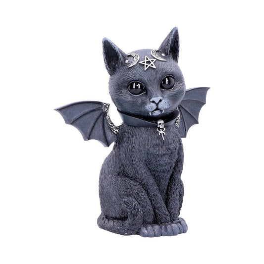 Scarily adorable winged cat figurine.
