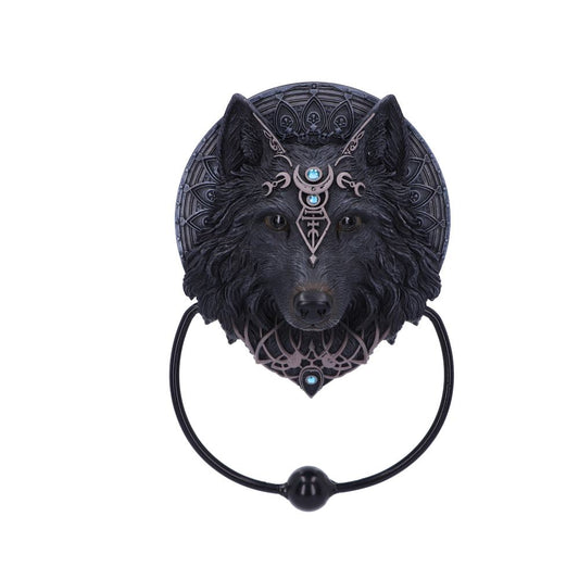 Beautifully crafted black Wolf Moon Door Knocker.