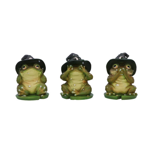 Whimsical set of three toad figurines