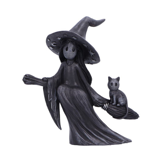 Witch soul on broom figurine