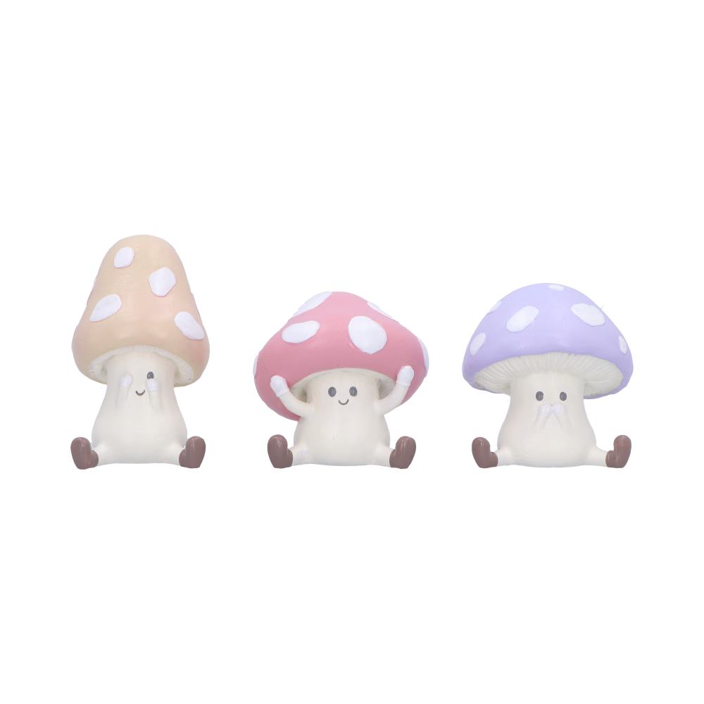 Adorable set of three personified toadstool figurines