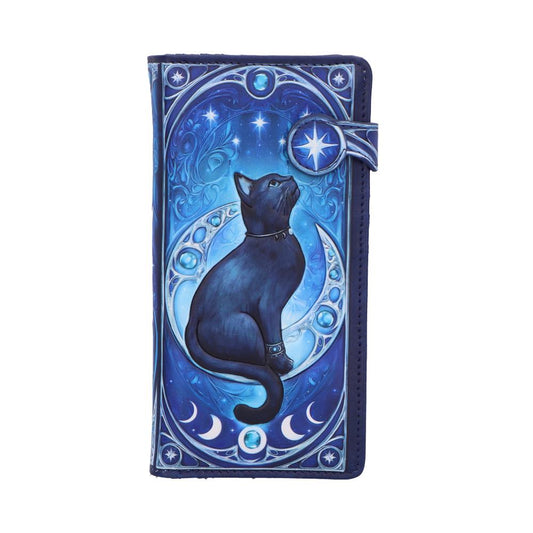 Premium quality embossed purse with detailed black cat and celestial design