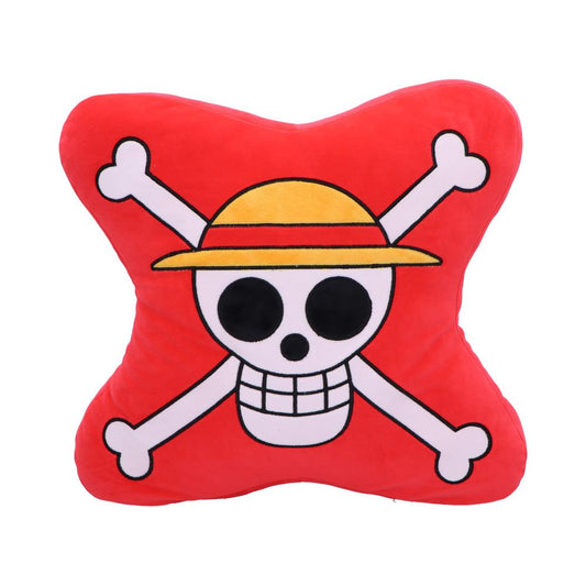 One Piece Skull and Cross Bone shaped cushion in red