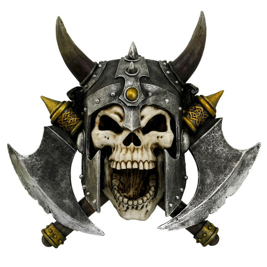 Menacing Viking skull wall plaque.
