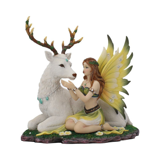 Enchanting fairy and stag figurine