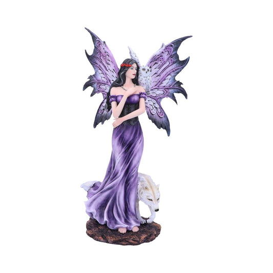 This purple beauty is protected by her wolf and owl guardians.