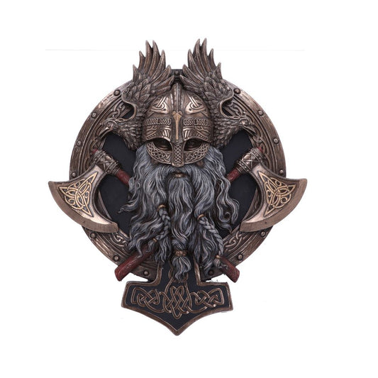 Bronze Viking Hammer Raven Wall Plaque.