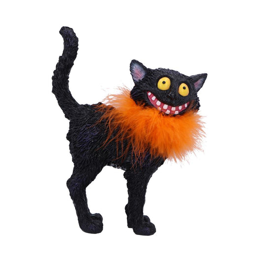 Furdinand Black Cat Figurine with Orange Feather Boa