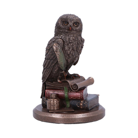 Bronze figurine portraying a storytelling, wise old owl