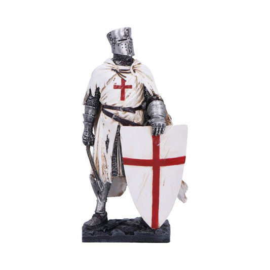 Ornamental figurine of a medieval knight standing holding a shield