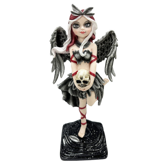 Mysterious fairy with a feathered skirt and grey fur accents.