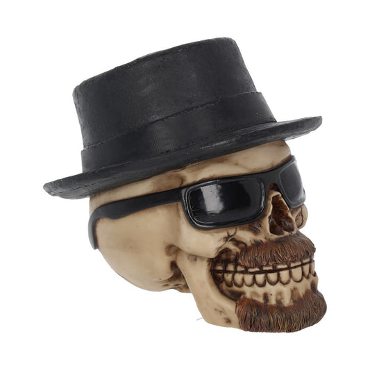 Beautifully crafted hat and shades skull.