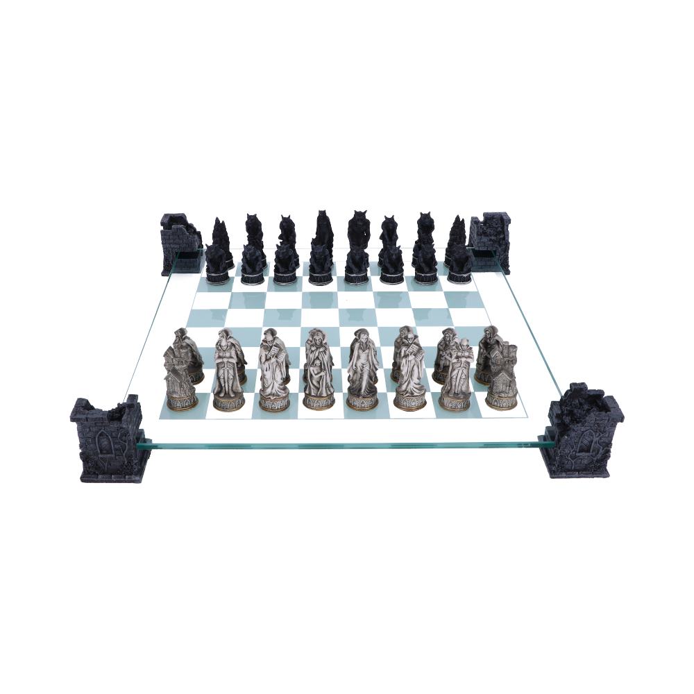 Fantasy Vampire & Werewolf Chess Set With Corner Towers.
