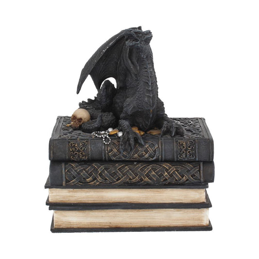 Gothic Dragon laying on his hoard of books, jewels and the skulls of those who opposed him.