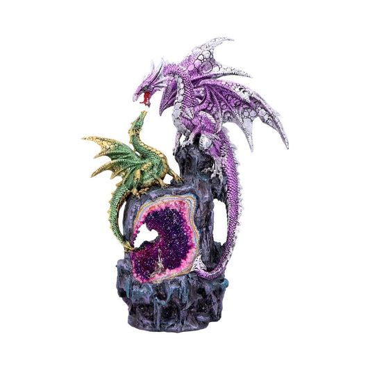 Beautiful purple parent and green child Dragons.