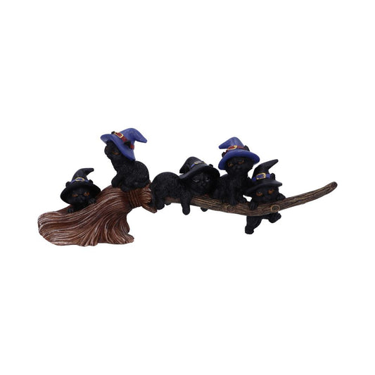 Witches Familiar Black Cats and Broomstick Figurine.