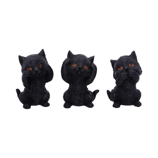 See No Hear No Speak No Evil Familiar Black Cats Figurine.