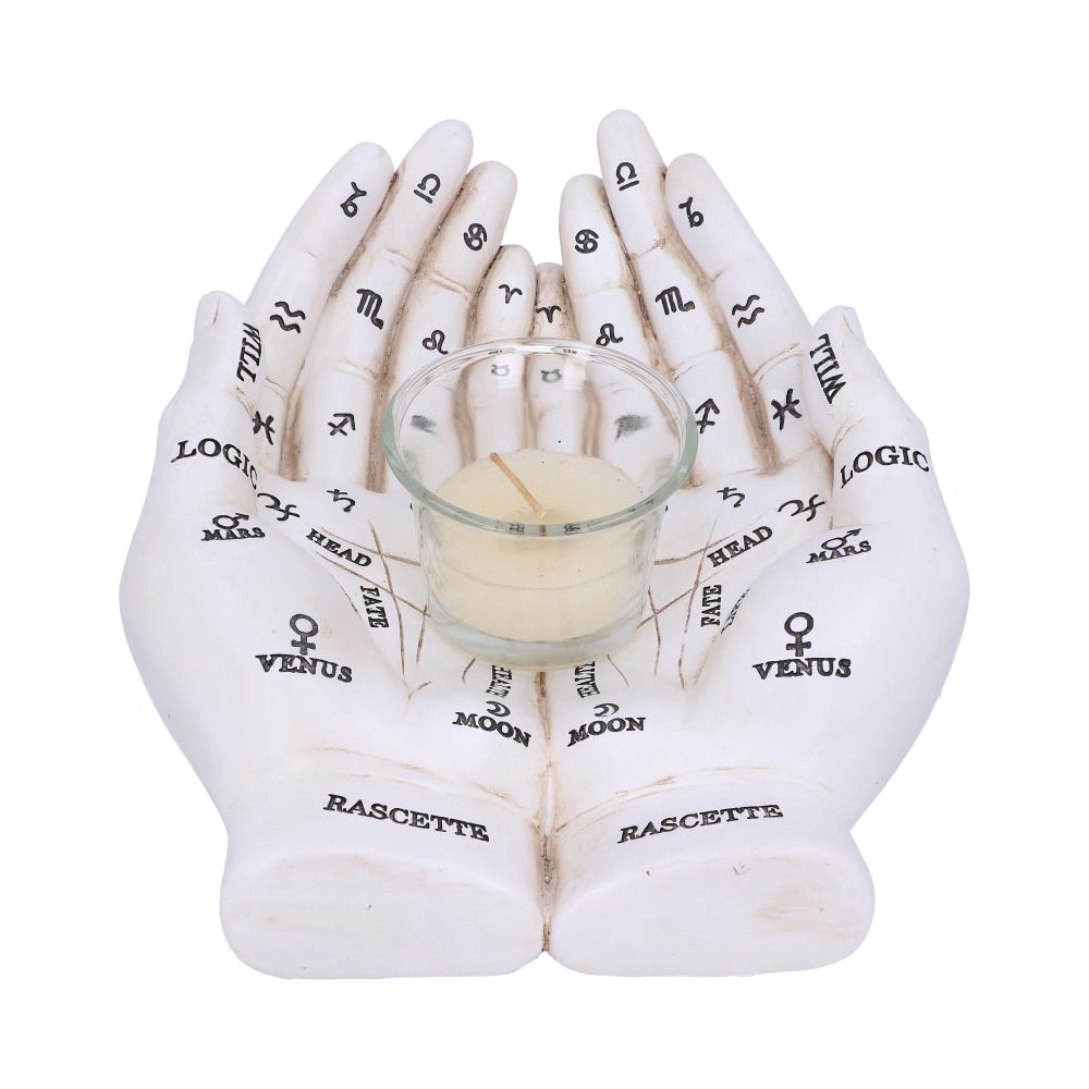 White Chiromancy Hands Candle Holder.