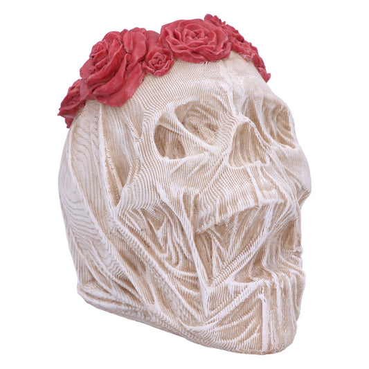 Large skull wearing a veil and red crose crown