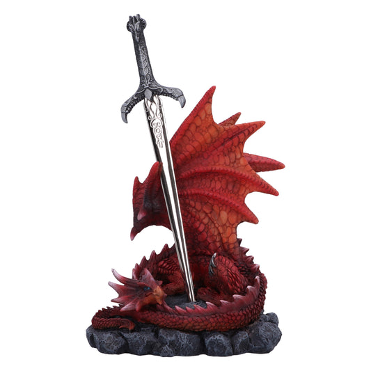 Red dragon and sword figurine
