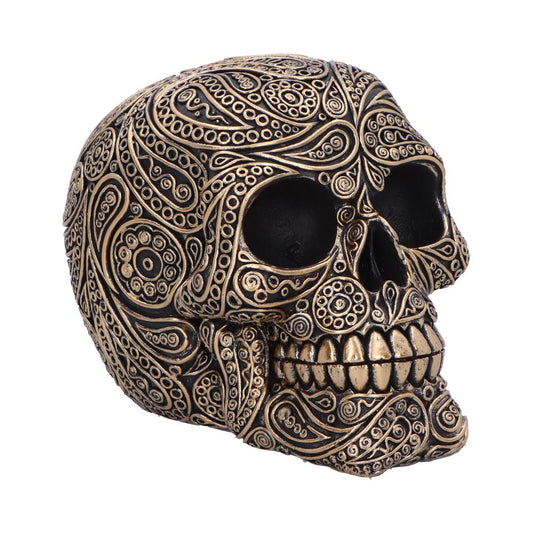 Black and Gold Paisley Skull Head