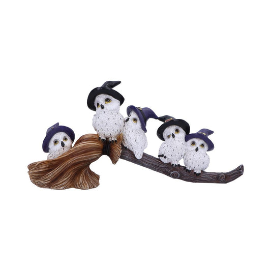 Witchy Owls on Broomstick Figurine