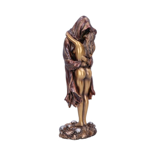 Metallic reaper hugging woman ornament