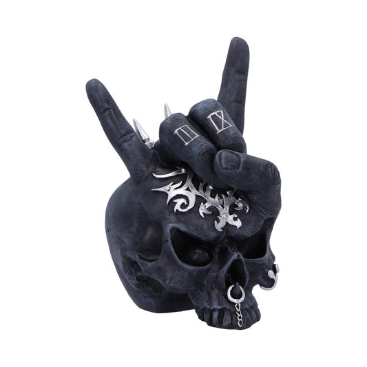 Black horn hand sign skull ornament