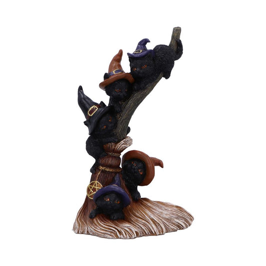 Black cats and witches broomstick ornament