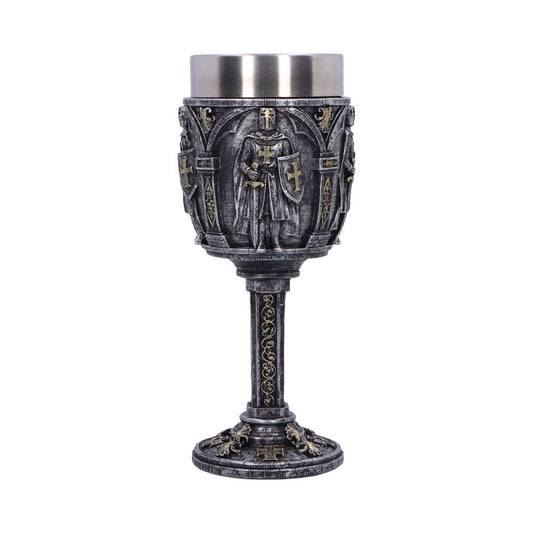 Metallic-look goblet with medieval knight design