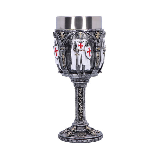 Metallic-look goblet with medieval knight design