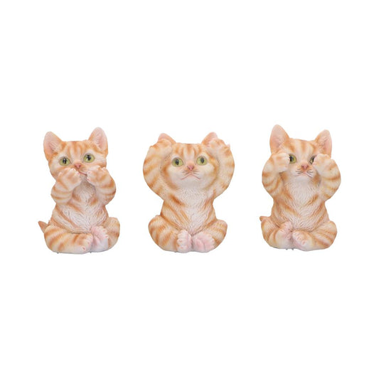 Set of 3 ginger tabby cats in Three Wise Monkeys" poses."