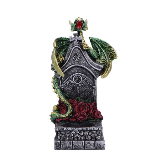 Enchanting dragon design  Green dragon coils around a tombstone base.